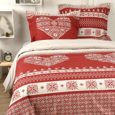 Housse de Couette et deux taies 100% Coton – Chabottes Rouge - meublespin.fr - Les Housses de Couettes Housse de Couette et deux taies 100% Coton – Chabottes Rouge Les Housses de Couettes meublespin.fr - mobilier et de décoration de style montagne ou chalet- meubles en pin, mobilier en bois massif de qualité, canapés convertibles - https://meublespin.fr