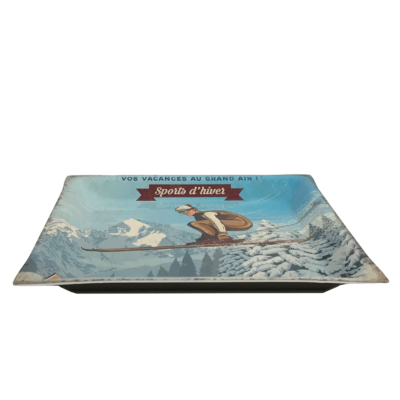 Vide Poche Métal – Le ski alpin – vacances au grand air – 14 x 14 cm Objets à poser meublespin.fr - mobilier et de décoration de style montagne ou chalet- meubles en pin, mobilier en bois massif de qualité, canapés convertibles - https://meublespin.fr