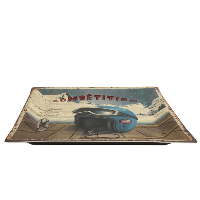 Vide Poche Métal – Compétition – Ski de vitesse – 14 x 14 cm Objets à poser meublespin.fr - mobilier et de décoration de style montagne ou chalet- meubles en pin, mobilier en bois massif de qualité, canapés convertibles - https://meublespin.fr
