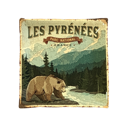 Vide Poche Métal – Pyrénées – parc national – ours – 14 x 14 cm Objets à poser meublespin.fr - mobilier et de décoration de style montagne ou chalet- meubles en pin, mobilier en bois massif de qualité, canapés convertibles - https://meublespin.fr