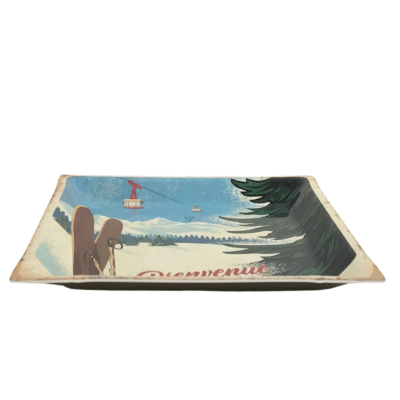 Vide Poche Métal – Bienvenue à la Montagne – Téléphérique – 14 x 14 cm Objets à poser meublespin.fr - mobilier et de décoration de style montagne ou chalet- meubles en pin, mobilier en bois massif de qualité, canapés convertibles - https://meublespin.fr