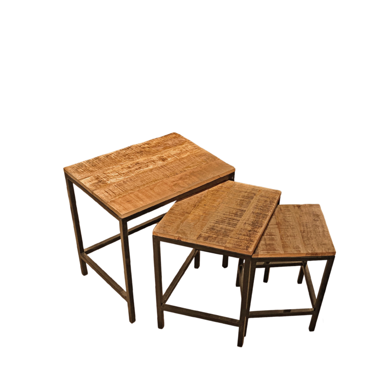 Tables Basses Gigognes Bois & Métal Style Industriel Les tables basses meublespin.fr - mobilier et de décoration de style montagne ou chalet- meubles en pin, mobilier en bois massif de qualité, canapés convertibles - https://meublespin.fr