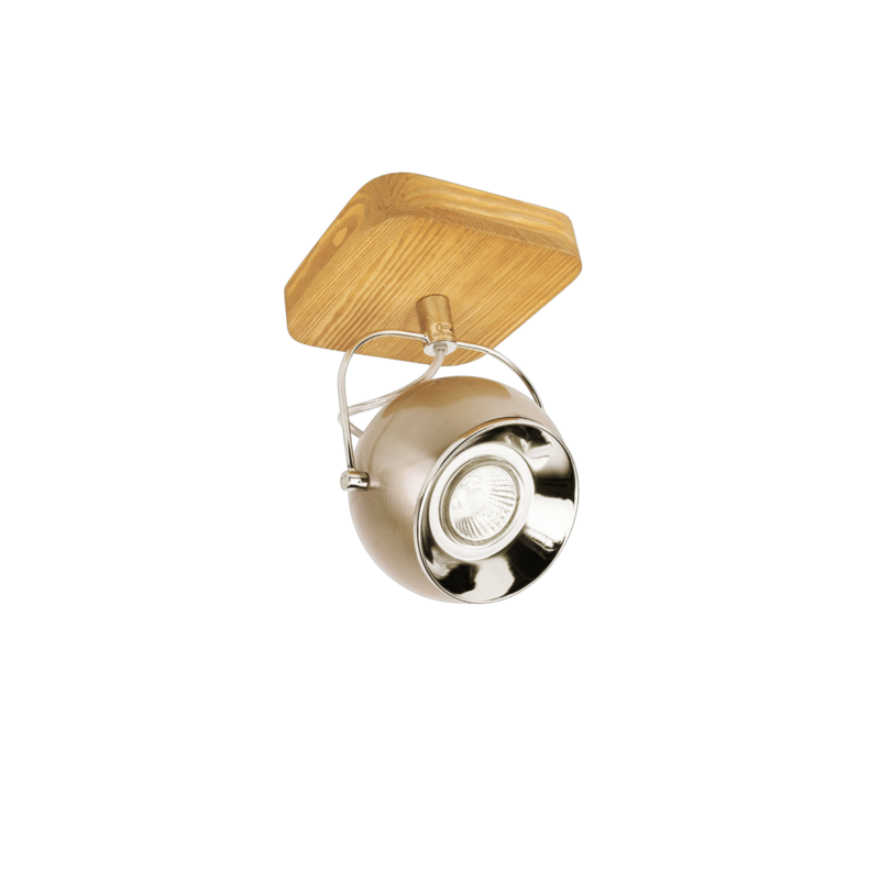 Applique Murale Vintage 1 Spot Boule Métal Chrome et Bois Appliques murales / Spots meublespin.fr - mobilier et de décoration de style montagne ou chalet- meubles en pin, mobilier en bois massif de qualité, canapés convertibles - https://meublespin.fr