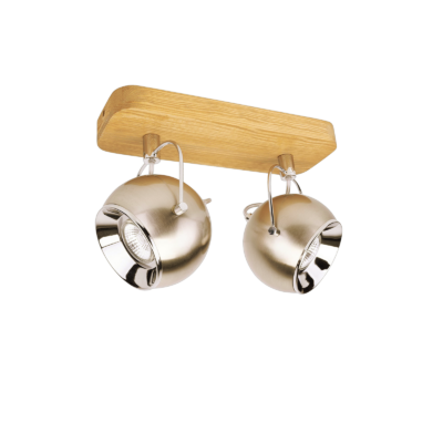 Applique Murale Vintage 2 Spots Boule Métal Chrome et Bois Appliques murales / Spots meublespin.fr - mobilier et de décoration de style montagne ou chalet- meubles en pin, mobilier en bois massif de qualité, canapés convertibles - https://meublespin.fr