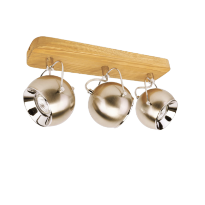 Applique Murale Vintage 3 Spots Boule Métal Chrome et Bois Appliques murales / Spots meublespin.fr - mobilier et de décoration de style montagne ou chalet- meubles en pin, mobilier en bois massif de qualité, canapés convertibles - https://meublespin.fr