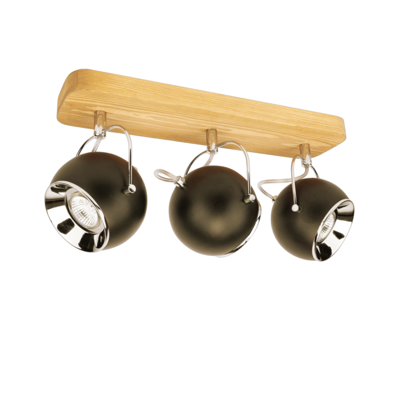 Applique Murale Vintage 3 Spots Boule Métal Noir et Bois Appliques murales / Spots meublespin.fr - mobilier et de décoration de style montagne ou chalet- meubles en pin, mobilier en bois massif de qualité, canapés convertibles - https://meublespin.fr