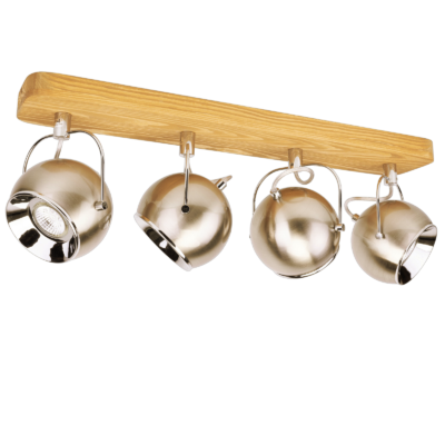 Applique Murale Vintage 4 Spots Boule Métal Chrome et Bois Appliques murales / Spots meublespin.fr - mobilier et de décoration de style montagne ou chalet- meubles en pin, mobilier en bois massif de qualité, canapés convertibles - https://meublespin.fr