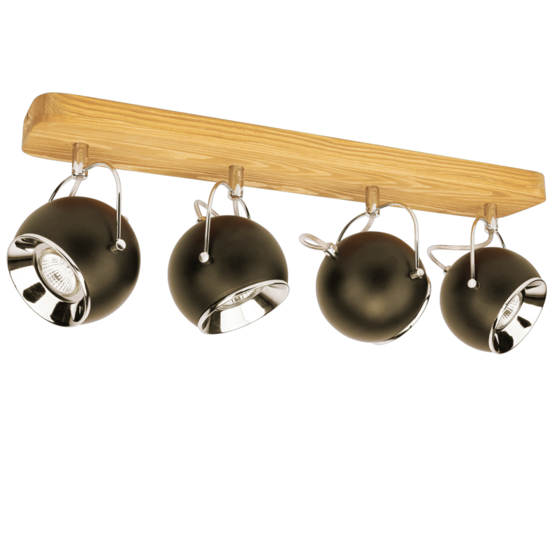 Applique Murale Vintage 4 Spots Boule Métal Noir et Bois Appliques murales / Spots meublespin.fr - mobilier et de décoration de style montagne ou chalet- meubles en pin, mobilier en bois massif de qualité, canapés convertibles - https://meublespin.fr