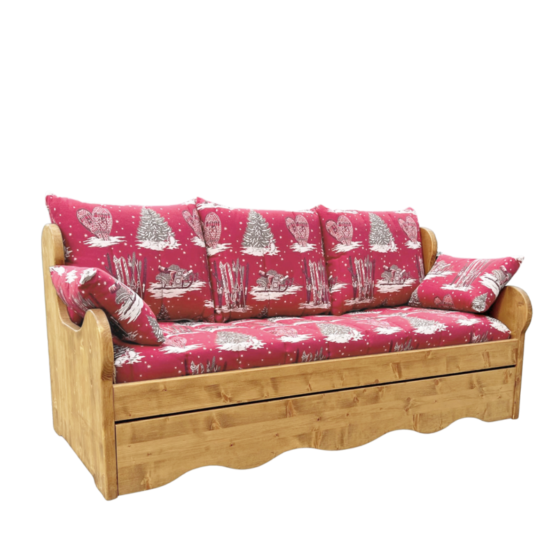 Canapé Gigogne en Pin Massif (Fabrication Française) –  Chamonix Canapés Gigognes en Bois Massif meublespin.fr - mobilier et de décoration de style montagne ou chalet- meubles en pin, mobilier en bois massif de qualité, canapés convertibles - https://meublespin.fr
