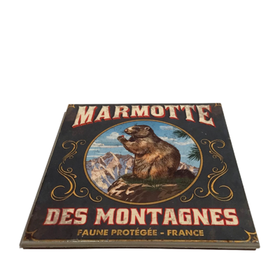 Dessous de plat – Marmotte des montagnes – 20 x 20 cm Objets à poser meublespin.fr - mobilier et de décoration de style montagne ou chalet- meubles en pin, mobilier en bois massif de qualité, canapés convertibles - https://meublespin.fr