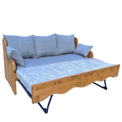 Canapé Gigogne en Pin Massif (Fabrication Française) –  Lissieu gris Canapés Gigognes en Bois Massif meublespin.fr - mobilier et de décoration de style montagne ou chalet- meubles en pin, mobilier en bois massif de qualité, canapés convertibles - https://meublespin.fr