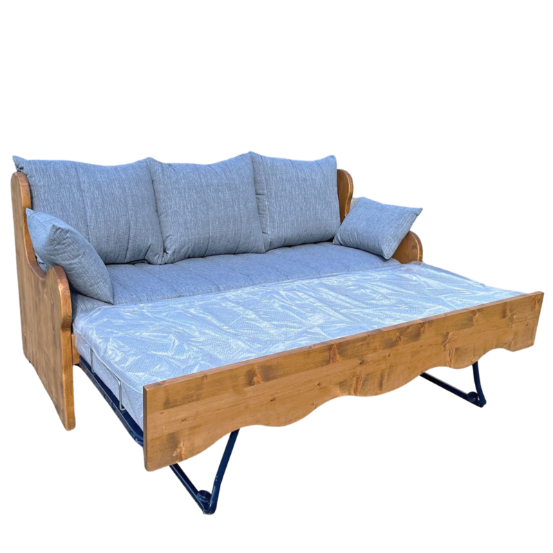 Canapé Gigogne en Pin Massif (Fabrication Française) –  Lissieu gris Canapés Gigognes en Bois Massif meublespin.fr - mobilier et de décoration de style montagne ou chalet- meubles en pin, mobilier en bois massif de qualité, canapés convertibles - https://meublespin.fr