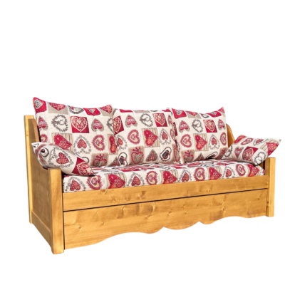 Canapé Gigogne Jura en Pin Massif – Tissu Choisy Canapés Gigognes en Bois Massif meublespin.fr - mobilier et de décoration de style montagne ou chalet- meubles en pin, mobilier en bois massif de qualité, canapés convertibles - https://meublespin.fr