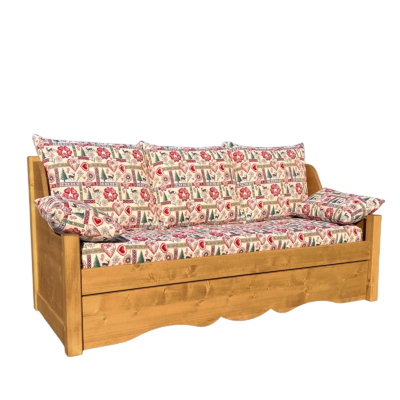 Canapé Gigogne Jura en Pin Massif – Tissu Poligny Canapés Gigognes en Bois Massif meublespin.fr - mobilier et de décoration de style montagne ou chalet- meubles en pin, mobilier en bois massif de qualité, canapés convertibles - https://meublespin.fr