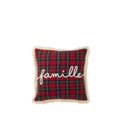 Coussin écossais Famille 45 x 45 cm Plaids et coussins meublespin.fr - mobilier et de décoration de style montagne ou chalet- meubles en pin, mobilier en bois massif de qualité, canapés convertibles - https://meublespin.fr