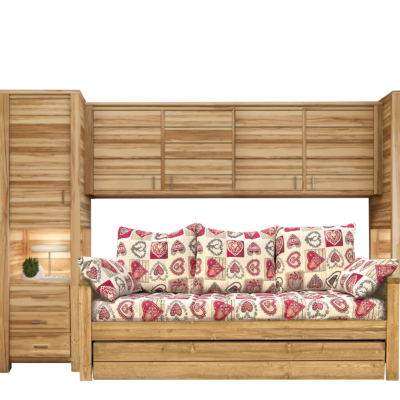 Pont 4 portes et 2 bonnetières en Pin Brossé Montana 330 cm Armoires en bois massif meublespin.fr - mobilier et de décoration de style montagne ou chalet- meubles en pin, mobilier en bois massif de qualité, canapés convertibles - https://meublespin.fr