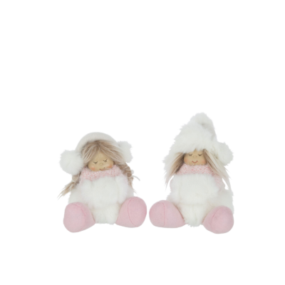 Filles assises chapeau fourrure – hauteur 16 cm Objets à poser meublespin.fr - mobilier et de décoration de style montagne ou chalet- meubles en pin, mobilier en bois massif de qualité, canapés convertibles - https://meublespin.fr