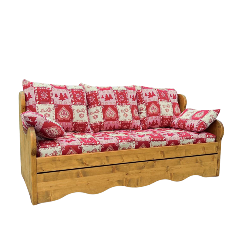 Canapé Montagne Gigogne en Pin (Fabrication Française) –  Chatel Rouge Canapés Gigognes en Bois Massif meublespin.fr - mobilier et de décoration de style montagne ou chalet- meubles en pin, mobilier en bois massif de qualité, canapés convertibles - https://meublespin.fr