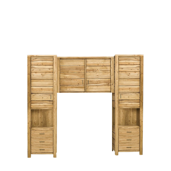 Pont 2 portes et 2 bonnetières en Pin Brossé Montana 230 cm Armoires en bois massif meublespin.fr - vente de mobilier et de décoration de style montagne ou chalet- vente de meubles en pin et canapés convertibles - https://meublespin.fr