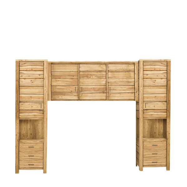 Pont 3 portes et 2 bonnetières en Pin Brossé Montana 300 cm Armoires en bois massif meublespin.fr - vente de mobilier et de décoration de style montagne ou chalet- vente de meubles en pin et canapés convertibles - https://meublespin.fr