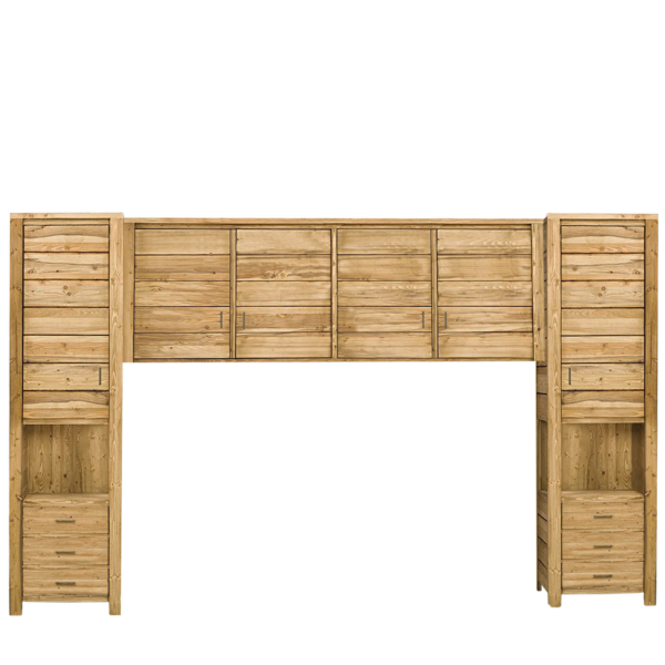 Pont 4 portes et 2 bonnetières en Pin Brossé Montana 330 cm Armoires en bois massif meublespin.fr - vente de mobilier et de décoration de style montagne ou chalet- vente de meubles en pin et canapés convertibles - https://meublespin.fr