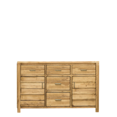Buffet Bas 2 Portes + 5 Tiroirs en Pin Brossé Montana 160 cm Buffets & bahuts en bois massif meublespin.fr - mobilier et de décoration de style montagne ou chalet- meubles en pin, mobilier en bois massif de qualité, canapés convertibles - https://meublespin.fr