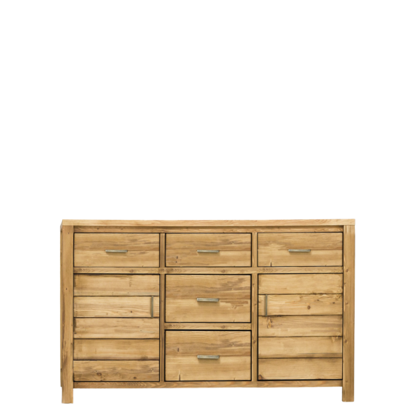 Buffet Bas 2 Portes + 5 Tiroirs en Pin Brossé Montana 160 cm Buffets & bahuts en bois massif meublespin.fr - vente de mobilier et de décoration de style montagne ou chalet- vente de meubles en pin et canapés convertibles - https://meublespin.fr