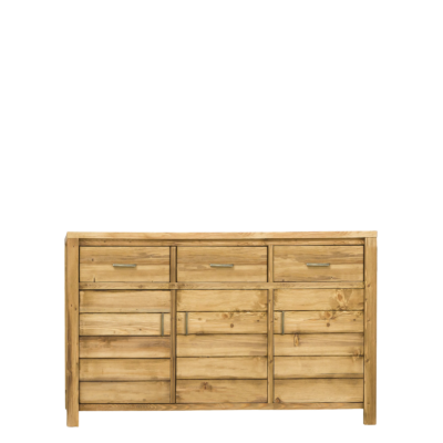 Buffet Bas 3 Portes + 3 Tiroirs en Pin Brossé Montana 140 cm Buffets & bahuts en bois massif meublespin.fr - mobilier et de décoration de style montagne ou chalet- meubles en pin, mobilier en bois massif de qualité, canapés convertibles - https://meublespin.fr