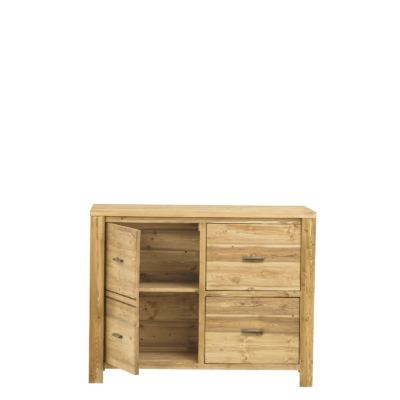 Buffet Bas 1 Porte et 2 Tiroirs en Pin Brossé Montana 110 cm Buffets & bahuts en bois massif meublespin.fr - mobilier et de décoration de style montagne ou chalet- meubles en pin, mobilier en bois massif de qualité, canapés convertibles - https://meublespin.fr