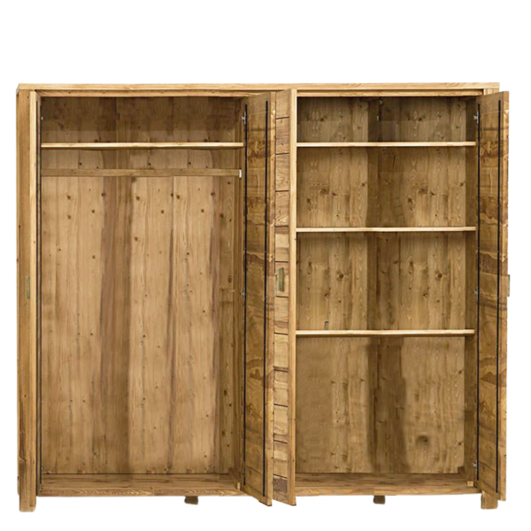 Armoire 4 Portes en Bois Brut Pin Brossé Montana Armoires en bois massif meublespin.fr - vente de mobilier et de décoration de style montagne ou chalet- vente de meubles en pin et canapés convertibles - https://meublespin.fr