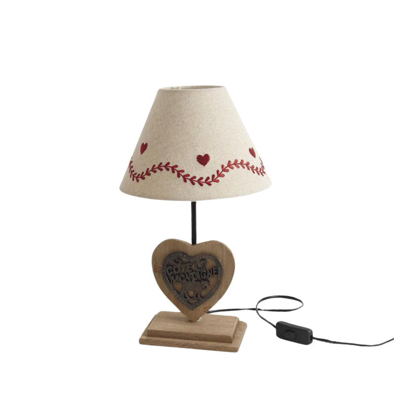 Lampe Coté Montagne. Motif cœur au choix – h37 – Ø 22 cm Lampes à poser meublespin.fr - mobilier et de décoration de style montagne ou chalet- meubles en pin, mobilier en bois massif de qualité, canapés convertibles - https://meublespin.fr