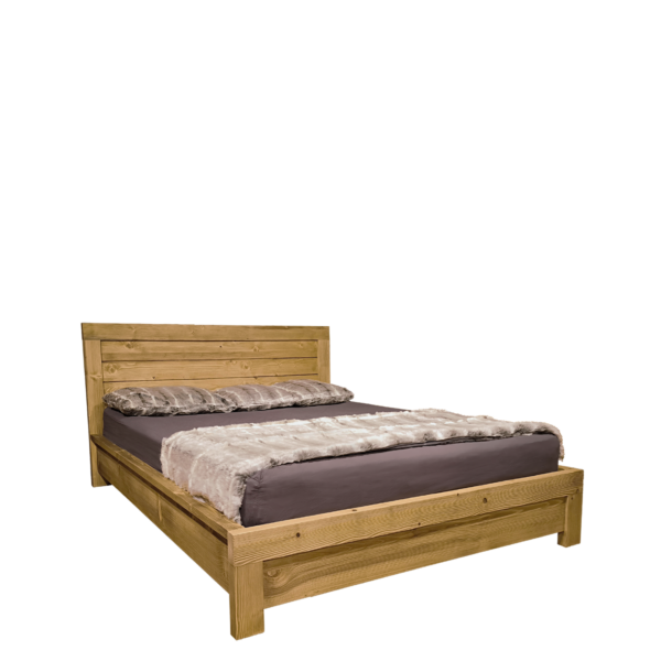 Lit en Pin Brossé Montana 140 x 190cm Lits en bois massif meublespin.fr - vente de mobilier et de décoration de style montagne ou chalet- vente de meubles en pin et canapés convertibles - https://meublespin.fr