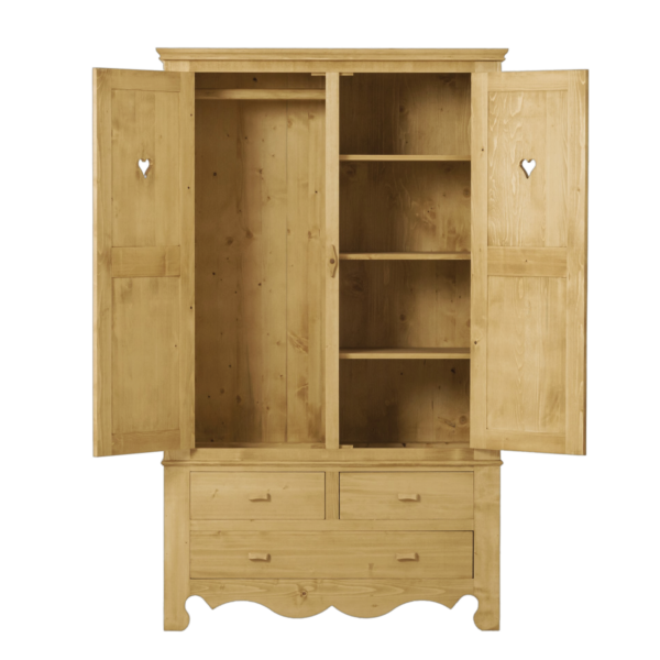 Armoire 2 Portes + 3 Tiroirs en Bois Chamonix “Exclusivité WEB” Armoires en bois massif meublespin.fr - vente de mobilier et de décoration de style montagne ou chalet- vente de meubles en pin et canapés convertibles - https://meublespin.fr