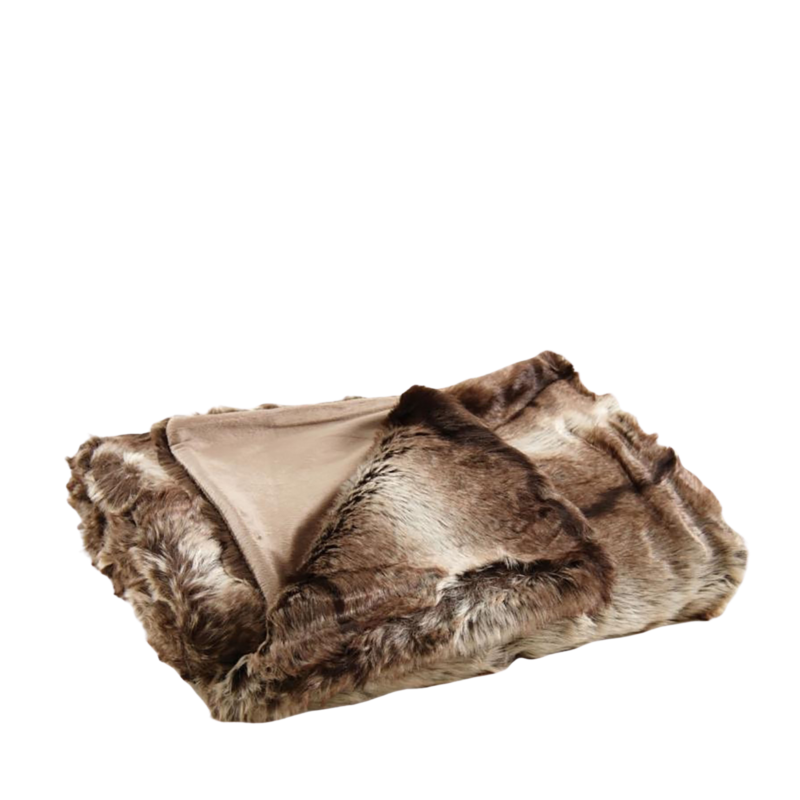 PLAID Fausse Fourrure Brun 130 x 170 cm Plaids et coussins meublespin.fr - mobilier et de décoration de style montagne ou chalet- meubles en pin, mobilier en bois massif de qualité, canapés convertibles - https://meublespin.fr
