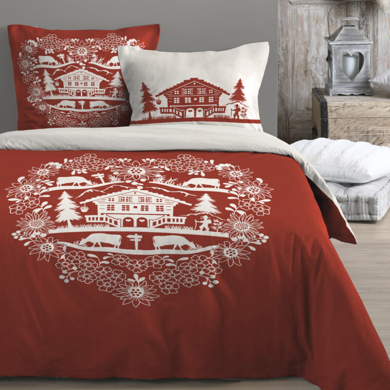 Housse de Couette Valloire Rouge Les Housses de Couettes meublespin.fr - mobilier et de décoration de style montagne ou chalet- meubles en pin, mobilier en bois massif de qualité, canapés convertibles - https://meublespin.fr