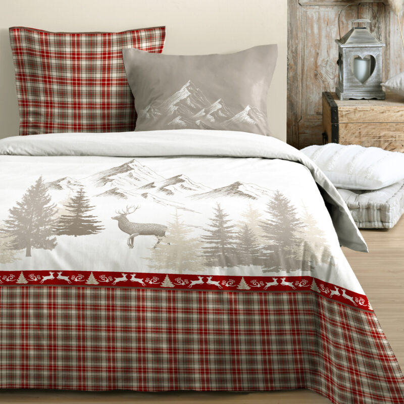 Housse de Couette Chamousset Rouge Les Housses de Couettes meublespin.fr - mobilier et de décoration de style montagne ou chalet- meubles en pin, mobilier en bois massif de qualité, canapés convertibles - https://meublespin.fr