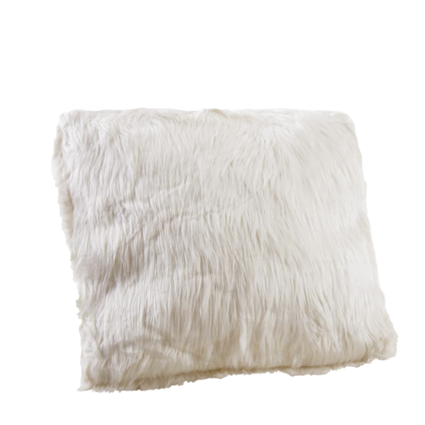 Coussin Fausse Fourrure Blanc 45 x 45 cm Plaids et coussins meublespin.fr - vente de mobilier et de décoration de style montagne ou chalet- vente de meubles en pin et canapés convertibles - https://meublespin.fr