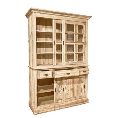 Vaisselier 4 portes coulissantes en Bois Massif Brossé Vaisseliers en bois massif meublespin.fr - mobilier et de décoration de style montagne ou chalet- meubles en pin, mobilier en bois massif de qualité, canapés convertibles - https://meublespin.fr