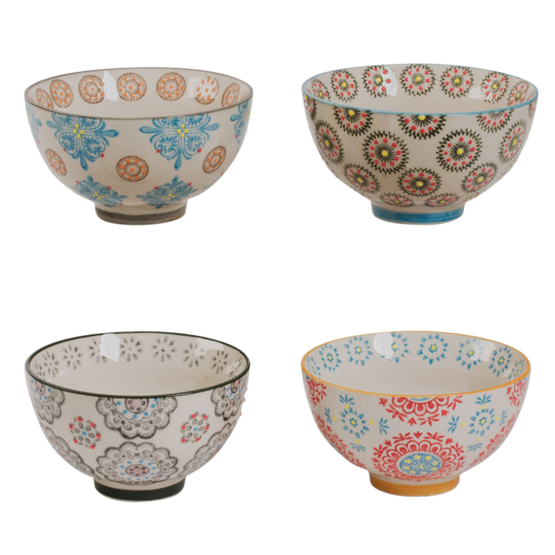 Coffret de 4 coupelles Bohème 11 cm Vaisselle Bohème meublespin.fr - mobilier et de décoration de style montagne ou chalet- meubles en pin, mobilier en bois massif de qualité, canapés convertibles - https://meublespin.fr