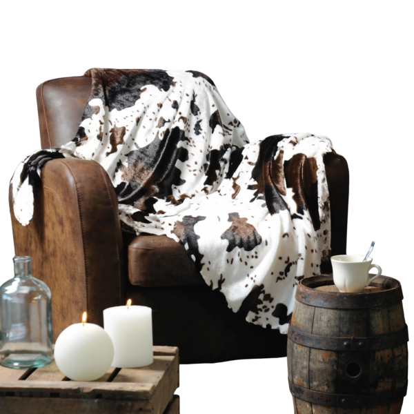 Plaid Vache Marron 130 x 160 cm Plaids et coussins meublespin.fr - vente de mobilier et de décoration de style montagne ou chalet- vente de meubles en pin et canapés convertibles - https://meublespin.fr