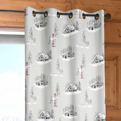 Rideau à œillets Houches gris Les Rideaux meublespin.fr - mobilier et de décoration de style montagne ou chalet- meubles en pin, mobilier en bois massif de qualité, canapés convertibles - https://meublespin.fr