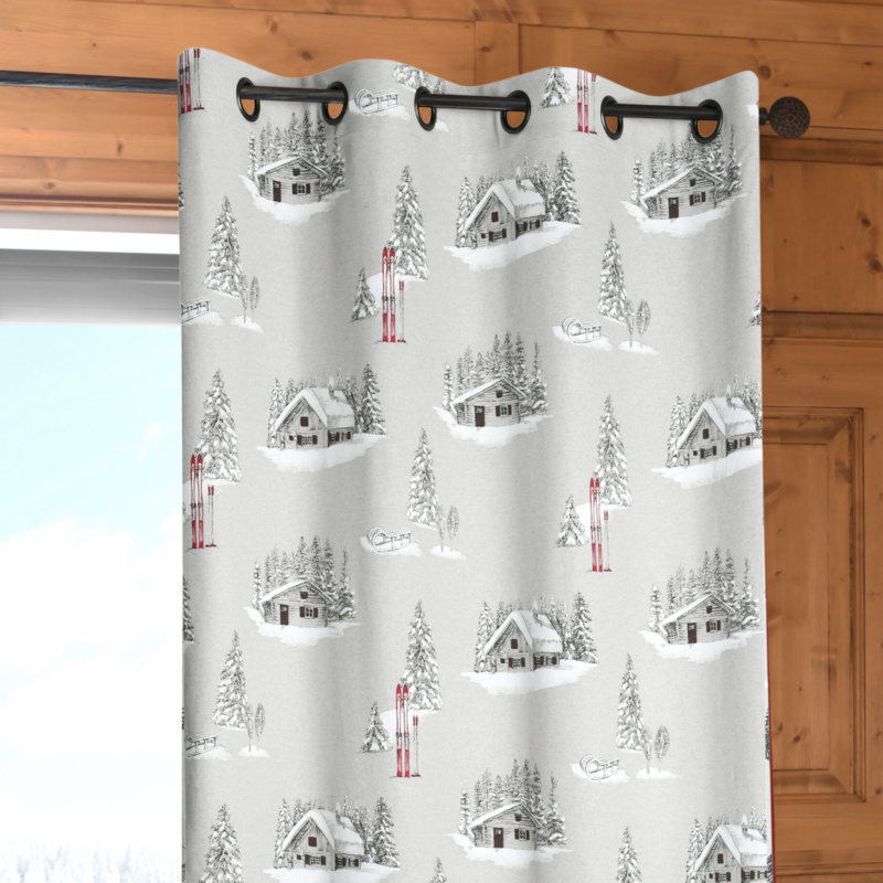 Rideau à œillets Houches gris Les Rideaux meublespin.fr - mobilier et de décoration de style montagne ou chalet- meubles en pin, mobilier en bois massif de qualité, canapés convertibles - https://meublespin.fr