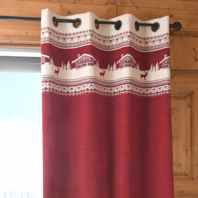 Rideau à œillets Chambery rouge Les Rideaux meublespin.fr - mobilier et de décoration de style montagne ou chalet- meubles en pin, mobilier en bois massif de qualité, canapés convertibles - https://meublespin.fr