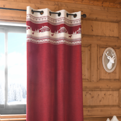 Rideau à œillets Chambery rouge Les Rideaux meublespin.fr - mobilier et de décoration de style montagne ou chalet- meubles en pin, mobilier en bois massif de qualité, canapés convertibles - https://meublespin.fr