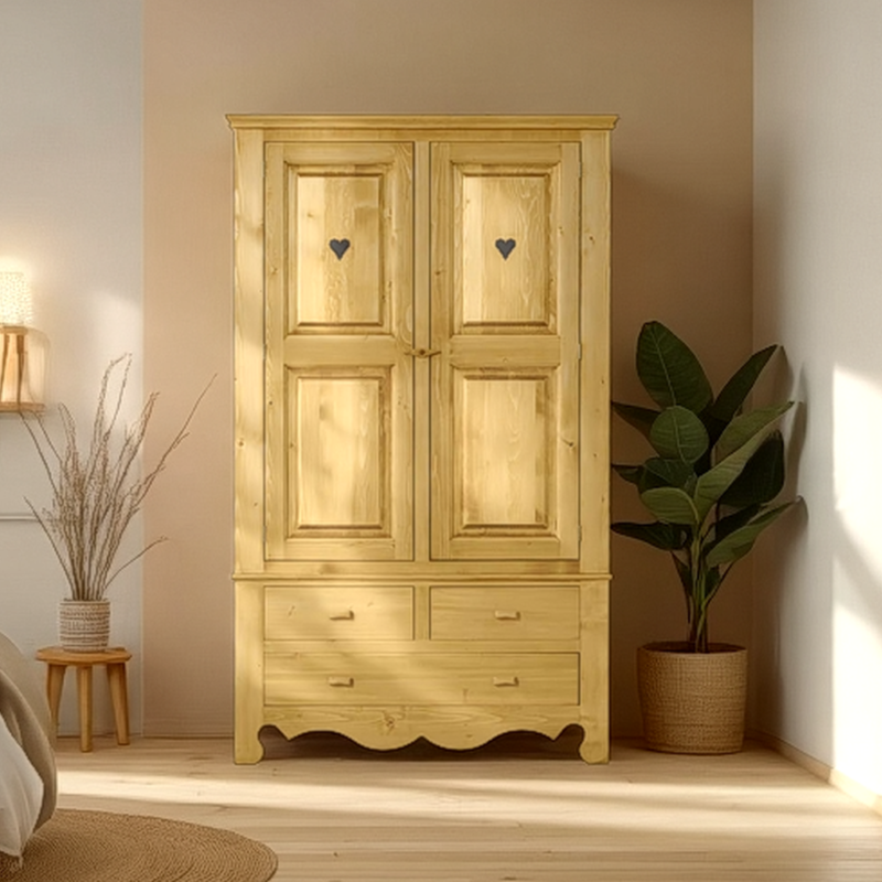 Armoire 2 Portes + 3 Tiroirs en Bois Chamonix « Exclusivité WEB » Armoires en bois massif meublespin.fr - vente de mobilier et de décoration de style montagne ou chalet- vente de meubles en pin et canapés convertibles - https://meublespin.fr