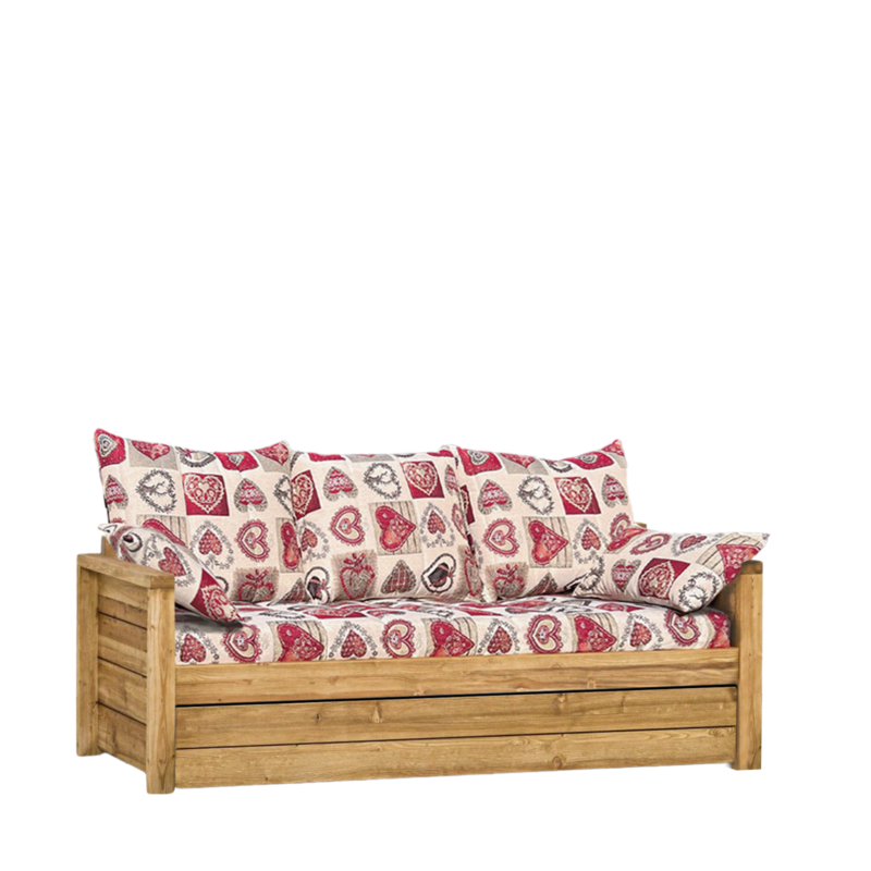 Canapé Gigogne Montana en Pin Massif – Tissu Choisy Canapés Gigognes en Bois Massif meublespin.fr - mobilier et de décoration de style montagne ou chalet- meubles en pin, mobilier en bois massif de qualité, canapés convertibles - https://meublespin.fr