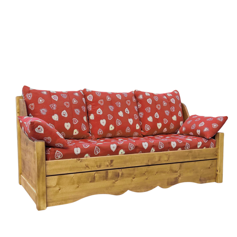 Canapé Gigogne Jura en Pin Massif – Tissu Brison Canapés Gigognes en Bois Massif meublespin.fr - mobilier et de décoration de style montagne ou chalet- meubles en pin, mobilier en bois massif de qualité, canapés convertibles - https://meublespin.fr