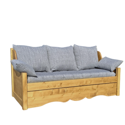 Canapé fixe 4 places Jura en Pin Massif – Tissu Lissieu gris Canapés fixes meublespin.fr - mobilier et de décoration de style montagne ou chalet- meubles en pin, mobilier en bois massif de qualité, canapés convertibles - https://meublespin.fr