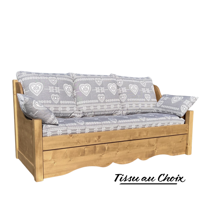 Canapé fixe 4 places Jura en Pin Massif – Tissu au Choix Canapés fixes meublespin.fr - mobilier et de décoration de style montagne ou chalet- meubles en pin, mobilier en bois massif de qualité, canapés convertibles - https://meublespin.fr