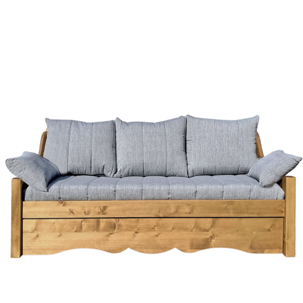 Canapé fixe 4 places Jura en Pin Massif – Tissu Lissieu gris Canapés fixes meublespin.fr - vente de mobilier et de décoration de style montagne ou chalet- vente de meubles en pin et canapés convertibles - https://meublespin.fr